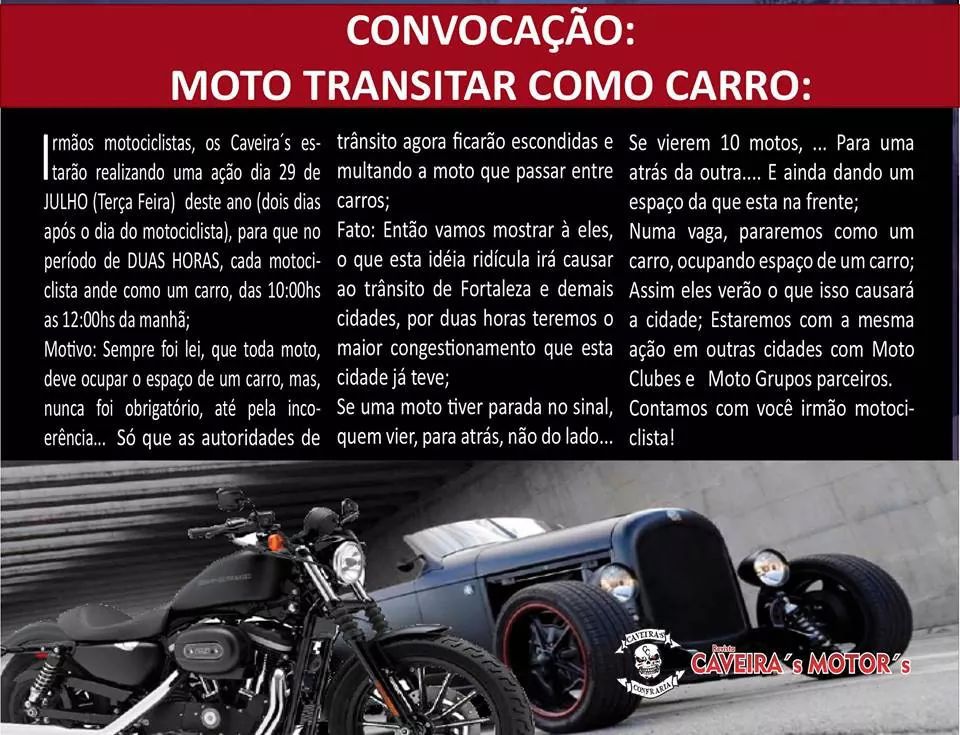 Ceará: Motociclistas de Fortaleza congestionam trânsito seguindo a lei.